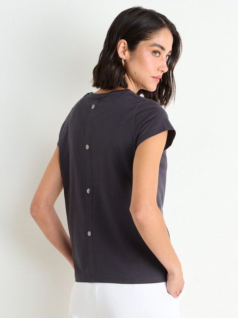 POLERA MUJER ASH ALGODÓN CUELLO REDONDO MANGA CORTA - 4