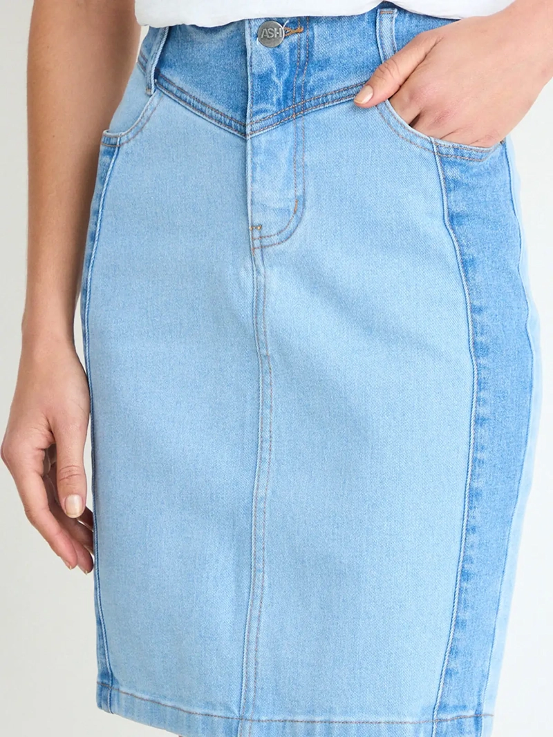 FALDA MUJER ASH ALGODÓN DOBLE TONO DENIM - 4