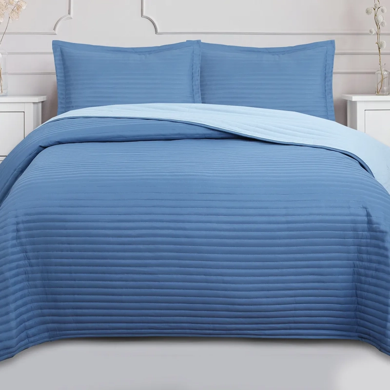 QUILT ANDES BICOLOR 1.5 PLAZAS AZUL - 1