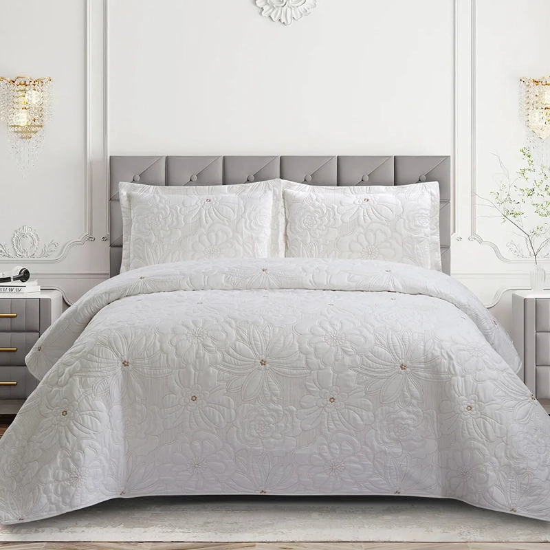 QUILT ANDES BORDADO FLORENCIA 2 PLAZAS BEIGE