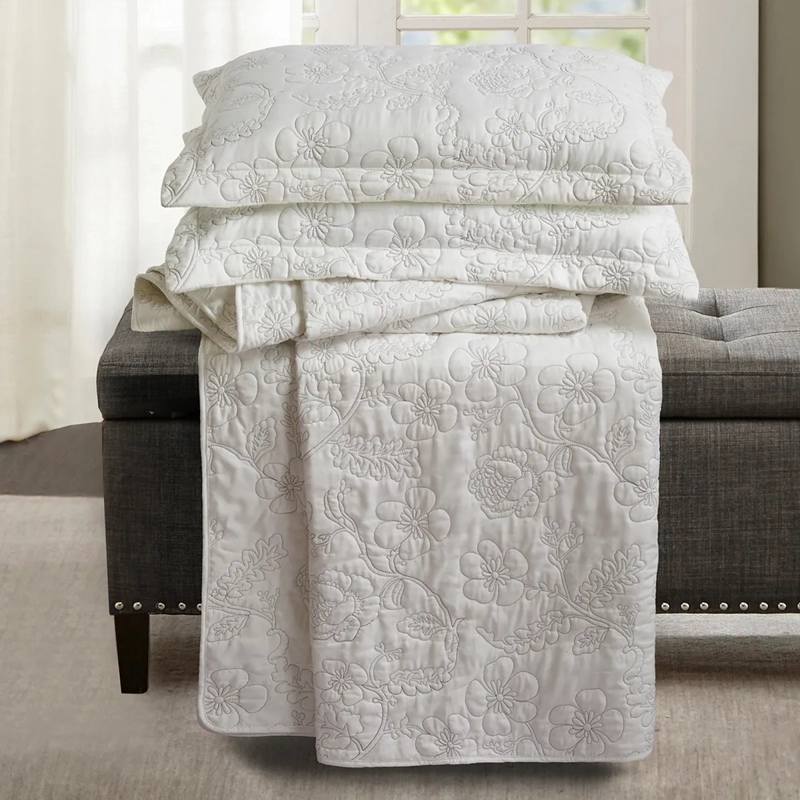 QUILT ANDES BORDADO FLORENCIA 1.5 PLAZAS GRIS - 3