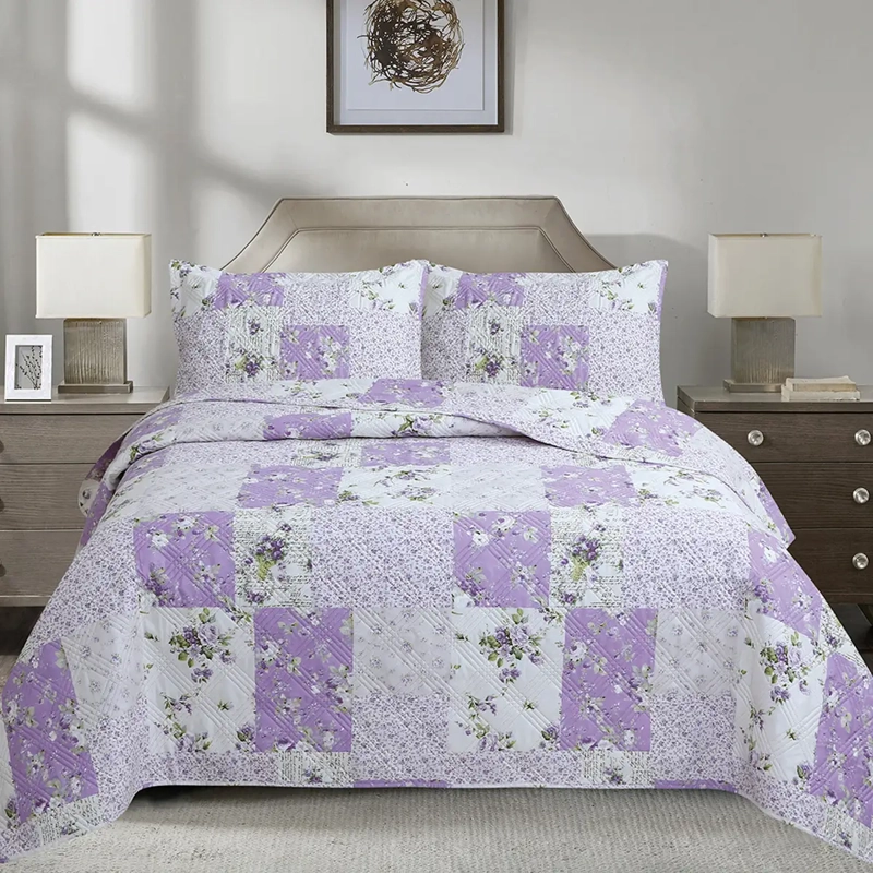 QUILT ANDES ESTAMPADO PATCHWORK KING LILA