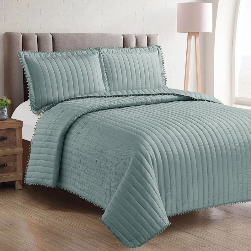 QUILT ANDES POM POM 1.5 PLAZAS AQUA - 1