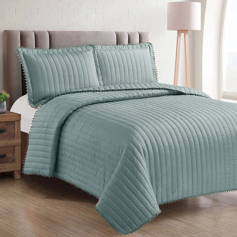 QUILT ANDES POM POM KING AQUA - 1