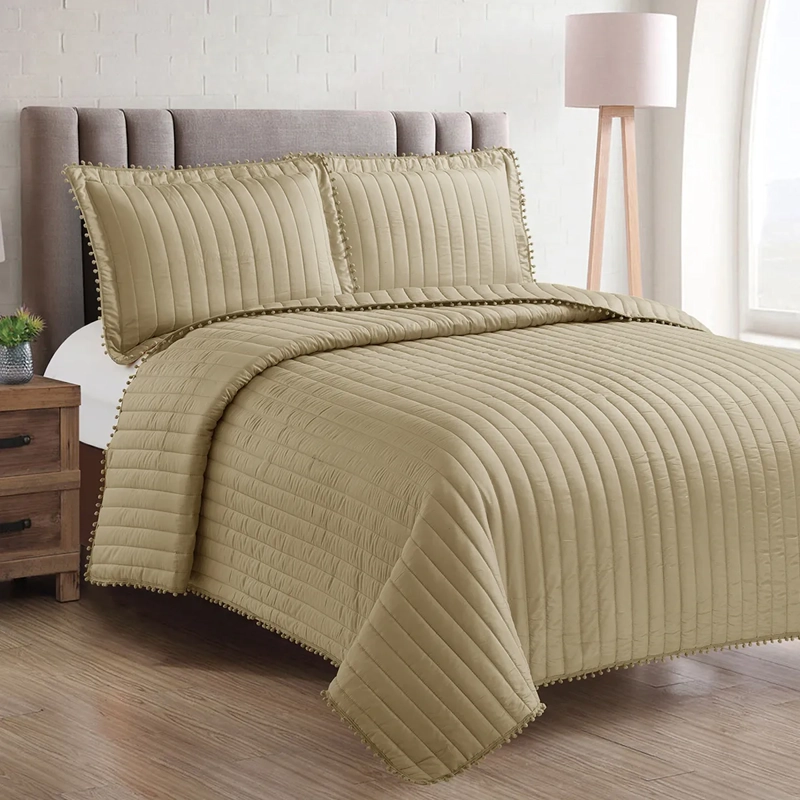 QUILT ANDES POM POM 2 PLAZAS BEIGE - 1