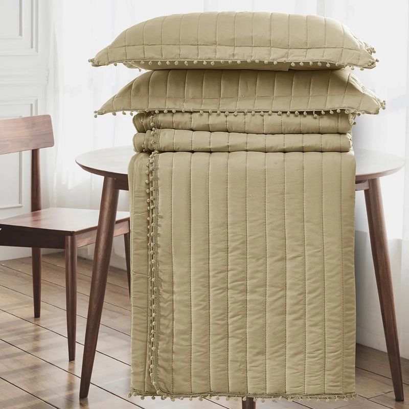 QUILT ANDES POM POM 2 PLAZAS BEIGE - 2