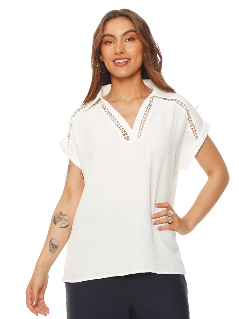 BLUSA MUJER WADOS ESCOTE EN V MANGA CORTA - 2