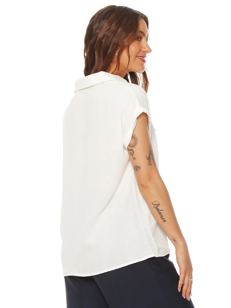 BLUSA MUJER WADOS ESCOTE EN V MANGA CORTA - 4
