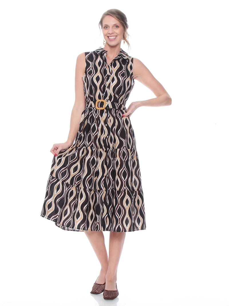 VESTIDO MUJER WADOS ALGODÓN ESTAMPADO ABOTONADO - 1