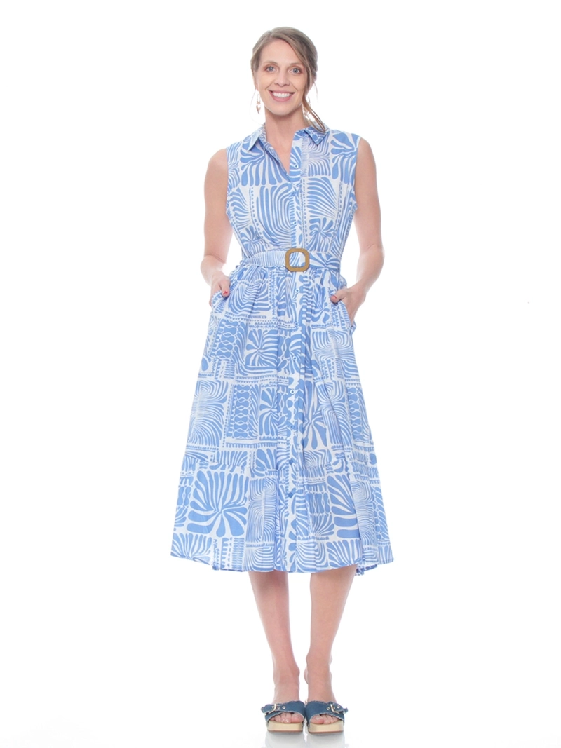 VESTIDO MUJER WADOS ALGODÓN ESTAMPADO SIN MANGAS - 1