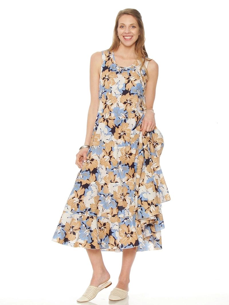 VESTIDO MUJER WADOS ALGODÓN SIN MANGAS ESTAMPADO ESCOTE REDONDO - 1