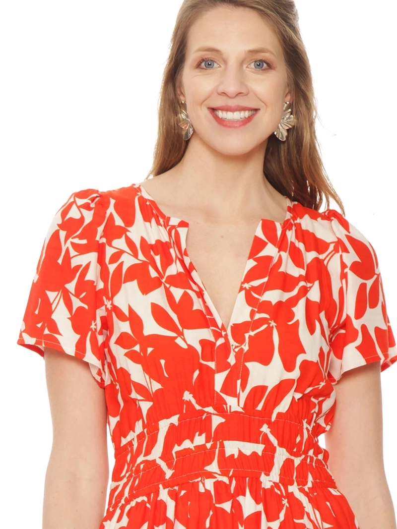 VESTIDO MUJER WADOS MANGA CORTA ESTAMPADO ESCOTE EN V - 4