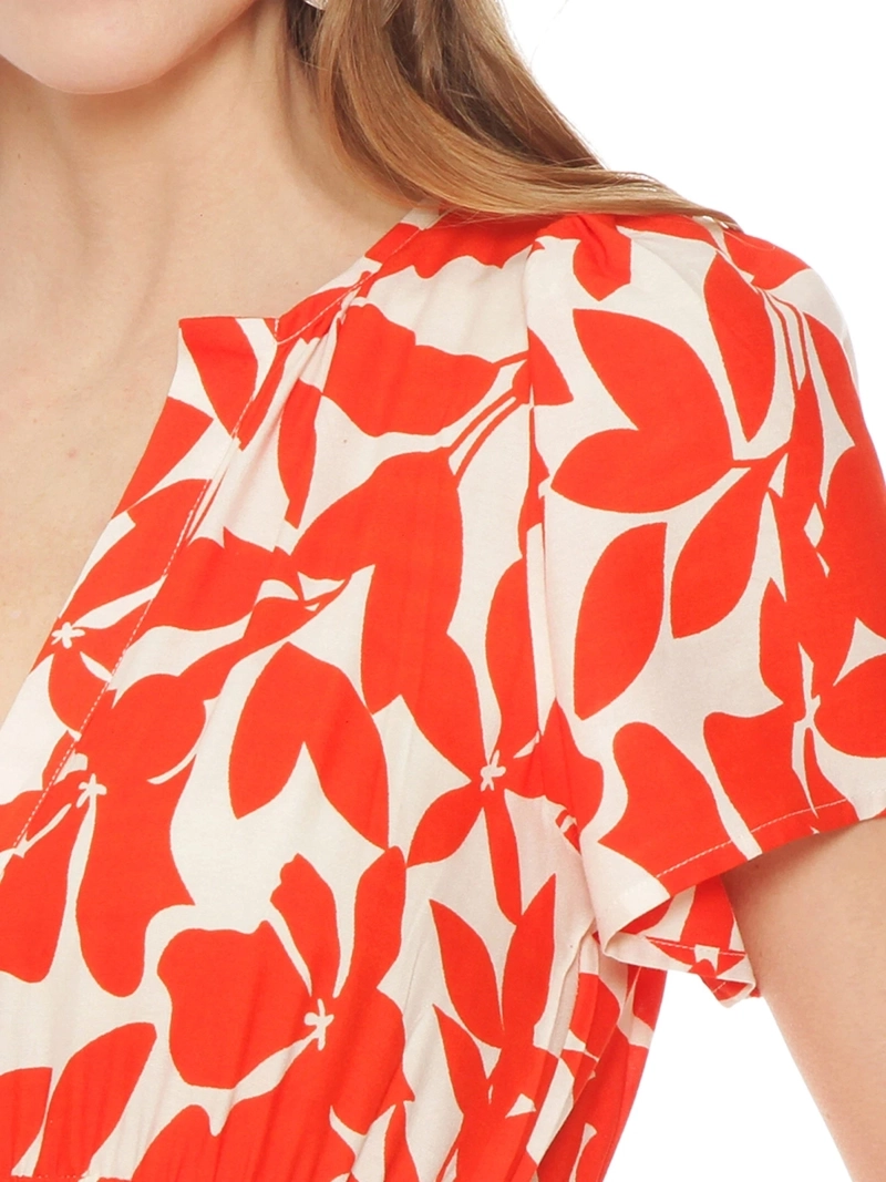VESTIDO MUJER WADOS MANGA CORTA ESTAMPADO ESCOTE EN V - 5