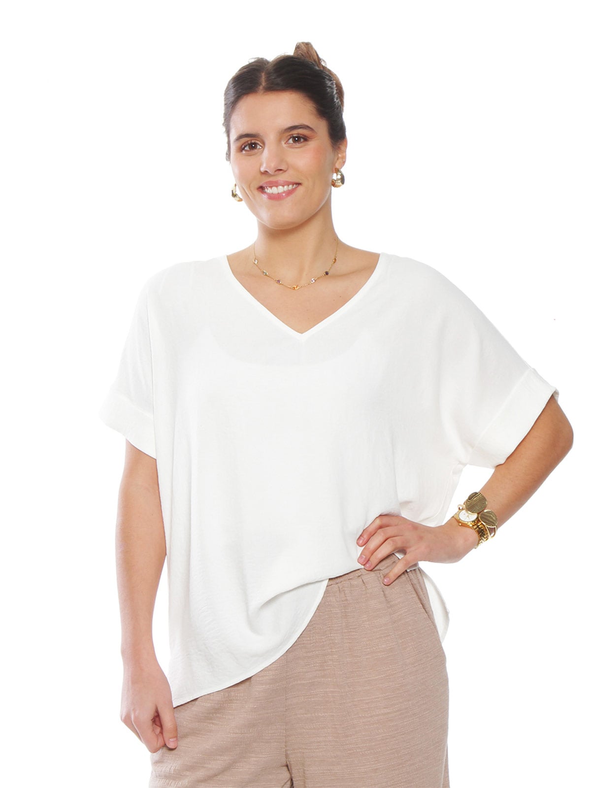 BLUSA MUJER WADOS ESCOTE EN V MANGA CORTA - 1