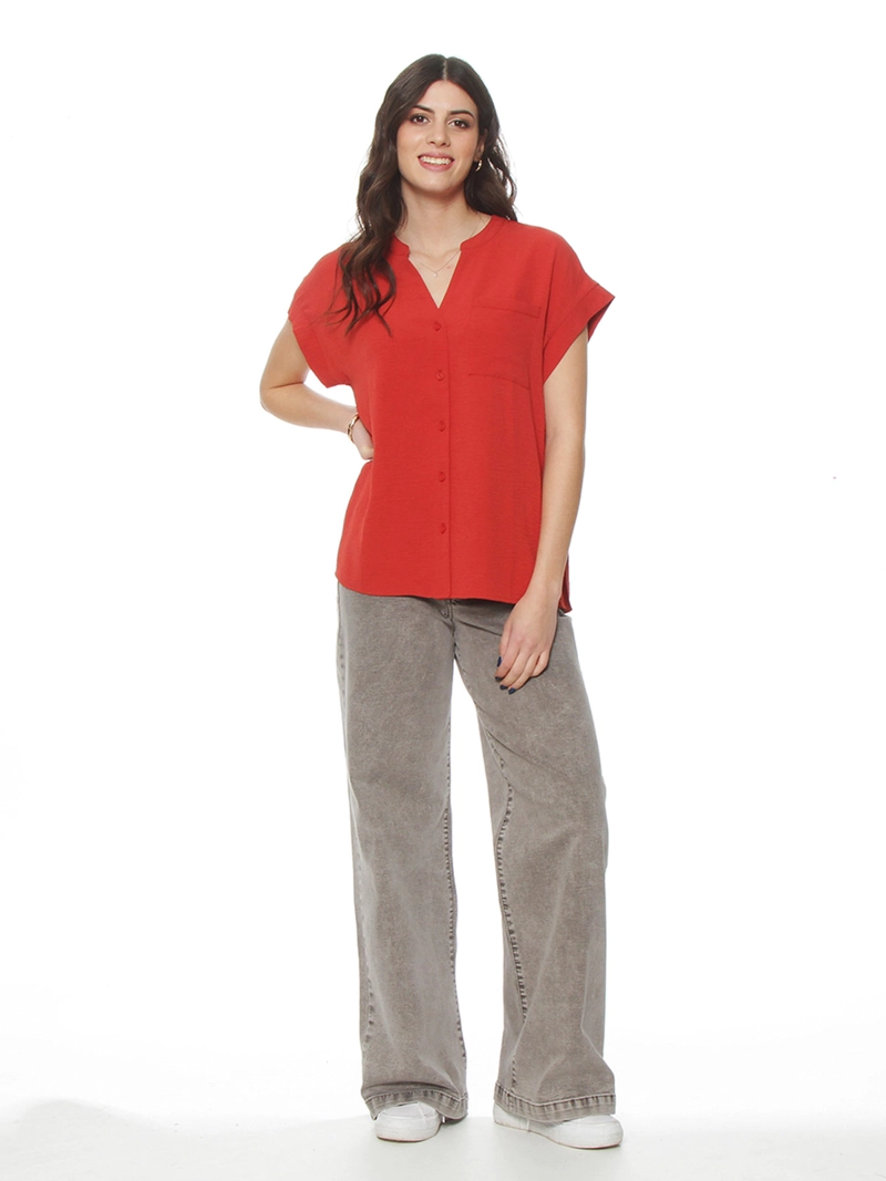 BLUSA MUJER WADO'S ABOTONADA ESCOTE V - 1
