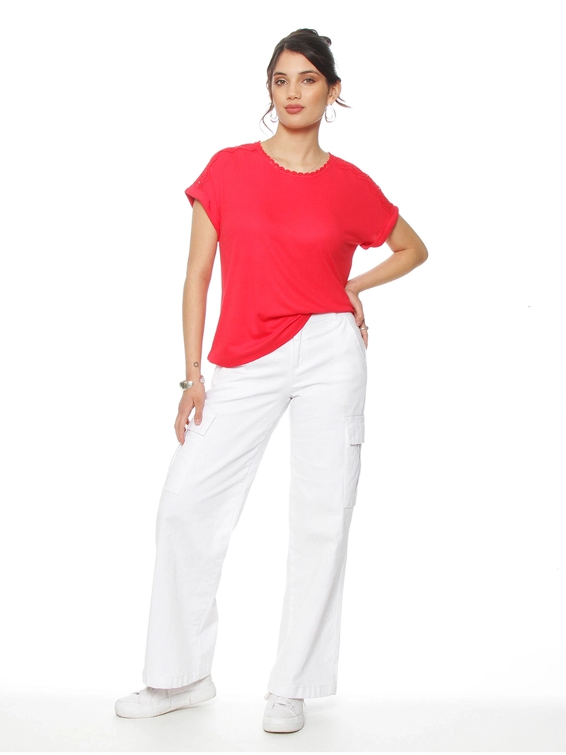 POLERA MUJER WADOS ESCOTE EN V MANGA CORTA - 1
