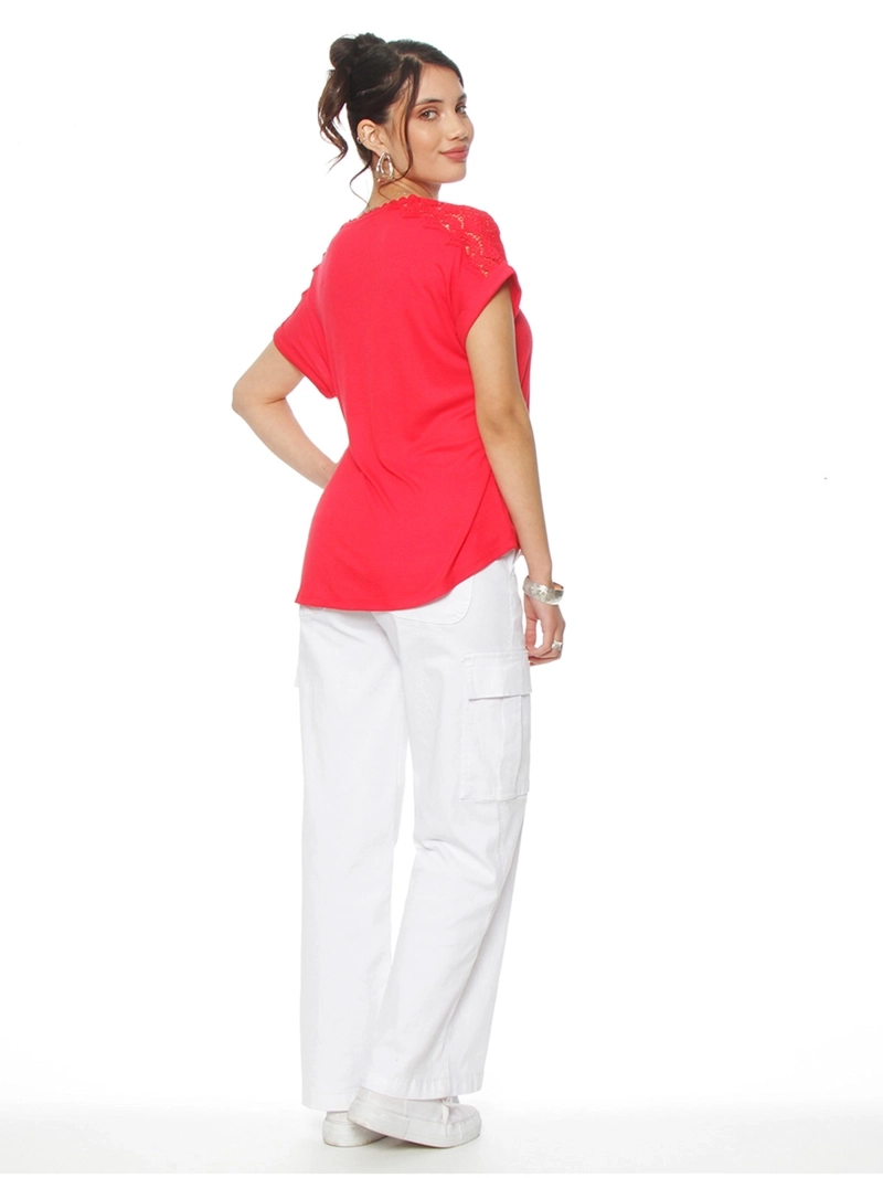 POLERA MUJER WADOS ESCOTE EN V MANGA CORTA - 4