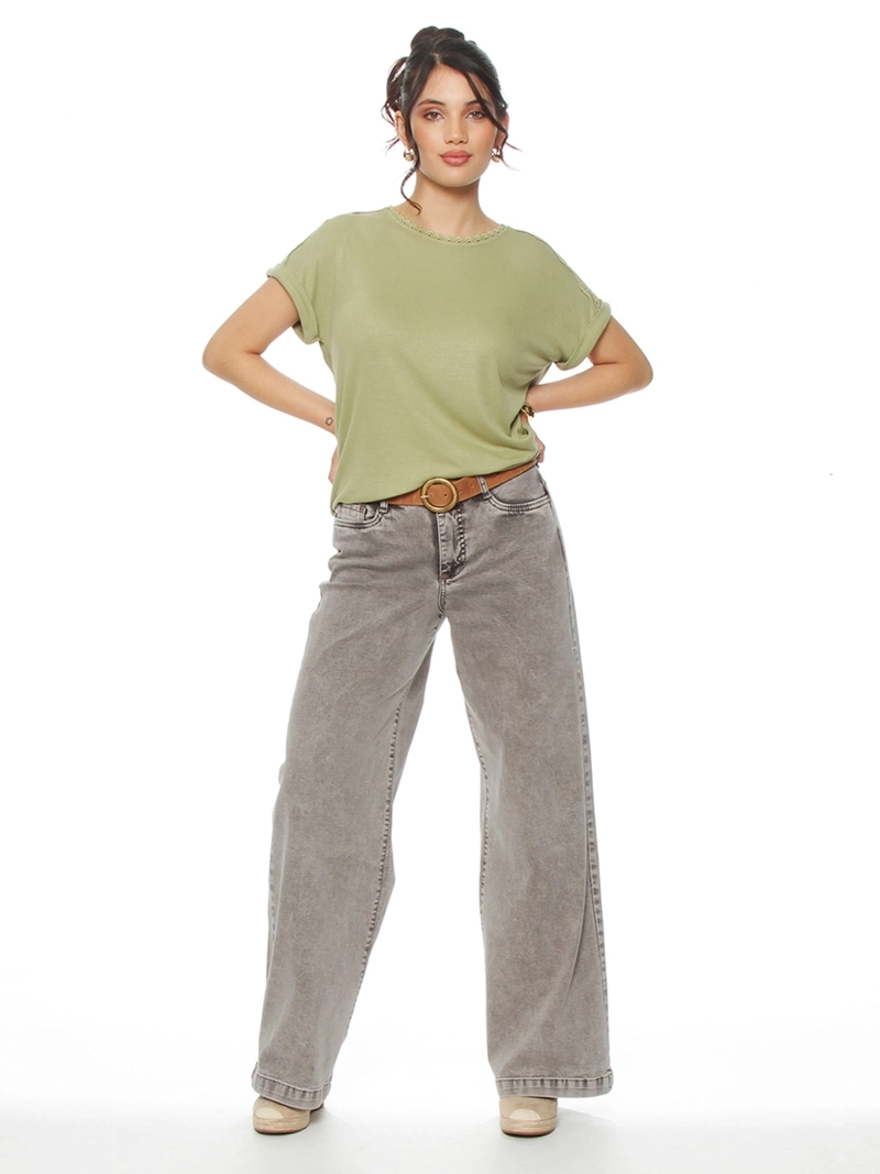 POLERA MUJER WADOS ESCOTE EN V MANGA CORTA - 1