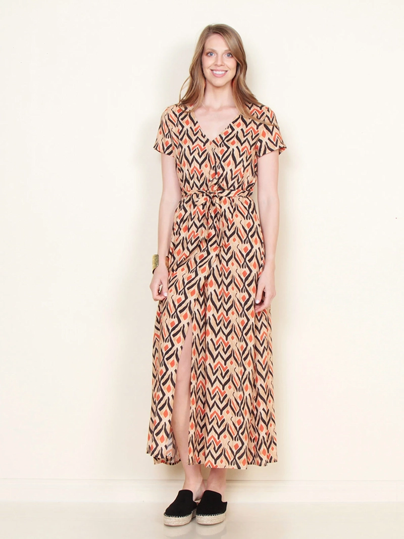 VESTIDO MANGA CORTA MUJER WADO'S ESCOTE V CON LAZO - 1