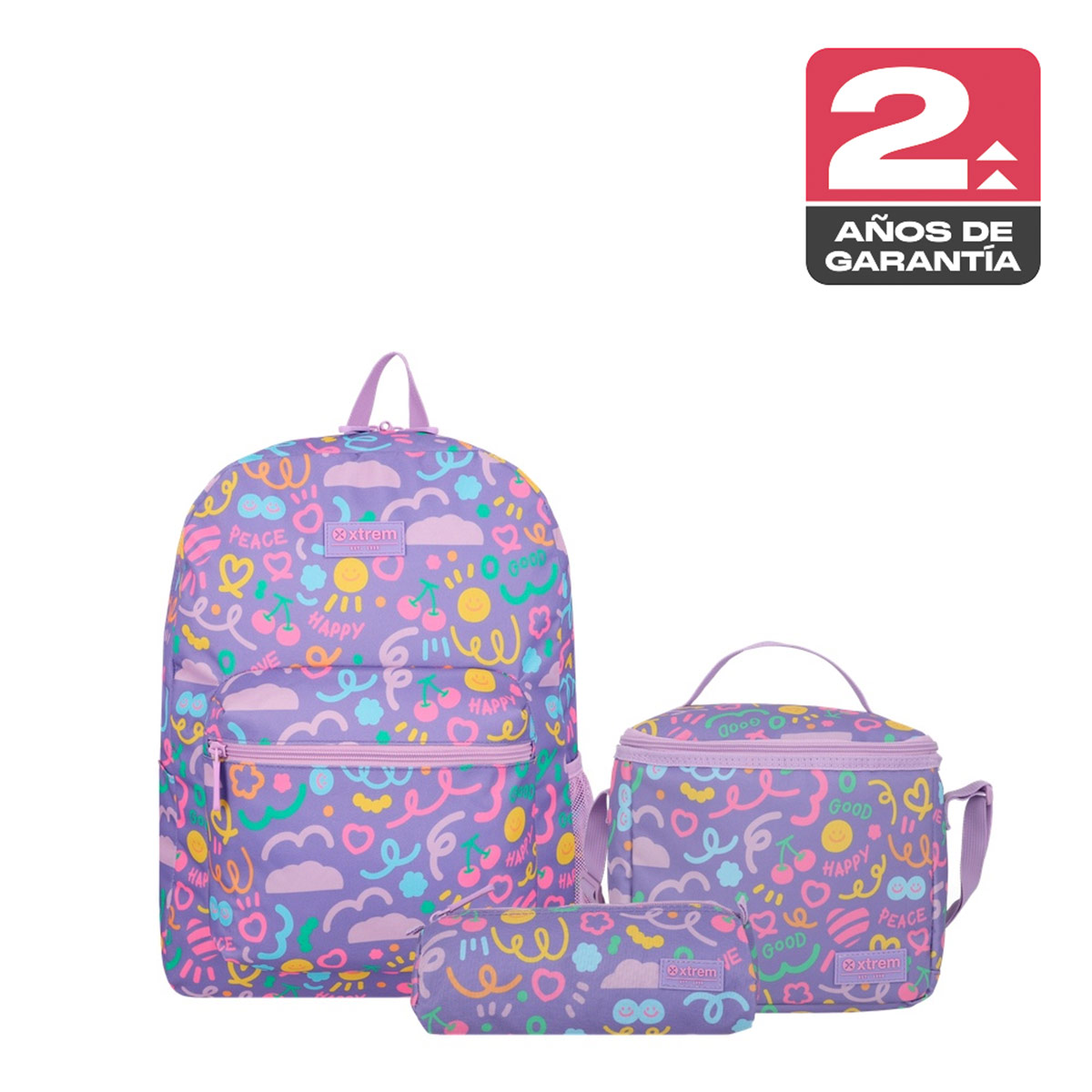 TRIPLE PACK 6XT MOCHILA NIÑA XTREM PRINT MORADO - 1