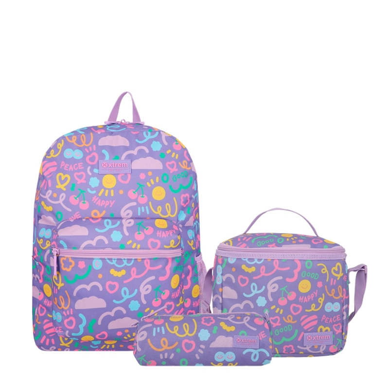 TRIPLE PACK 6XT MOCHILA NIÑA XTREM PRINT MORADO - 2
