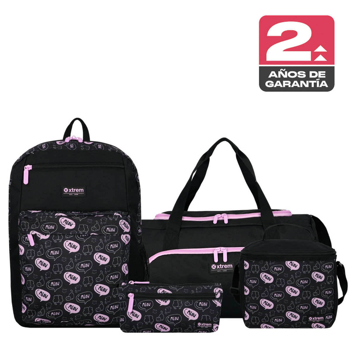 MEGAPACK 6XT MOCHILA NIÑA XTREM GATOS NEGRO/MORADO - 1