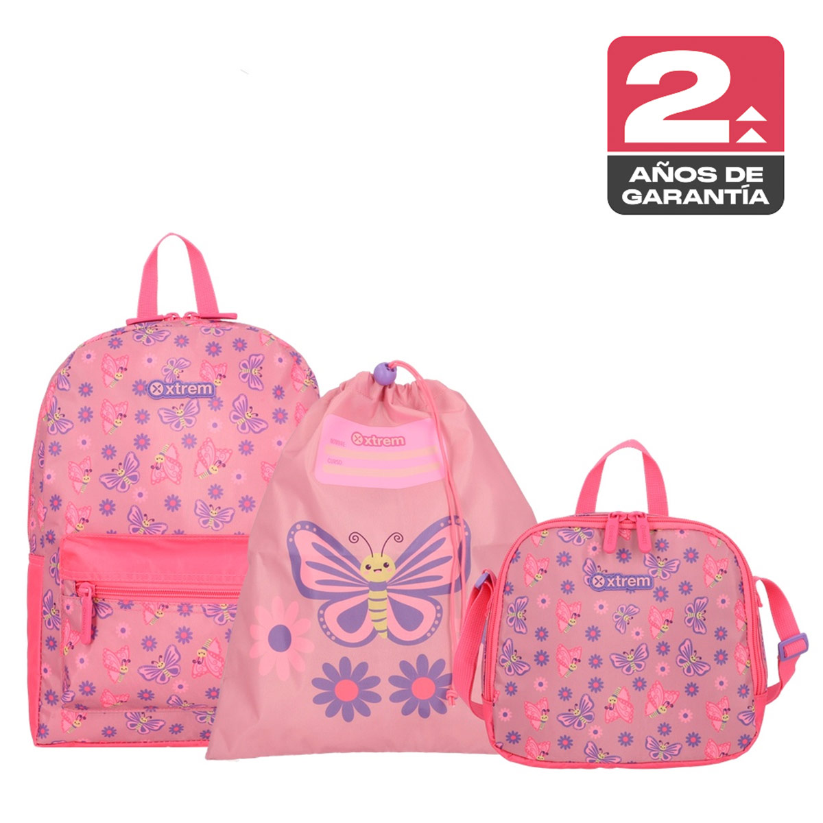 MINIPACK 6XT MOCHILA NIÑA XTREM MARIPOSAS ROSADO - 1