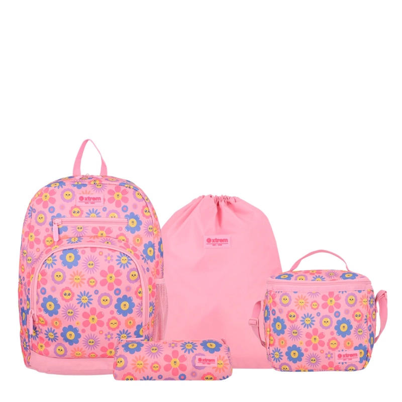 MULTIPACK 6XT MOCHILA NIÑA XTREM FLORES ROSADO - 2