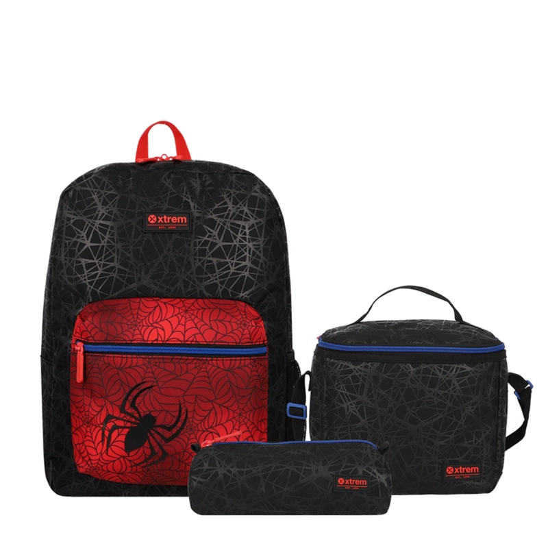 TRIPLE PACK 6XT MOCHILA NIÑO XTREM SPIDER NEGRO/ROJO - 1