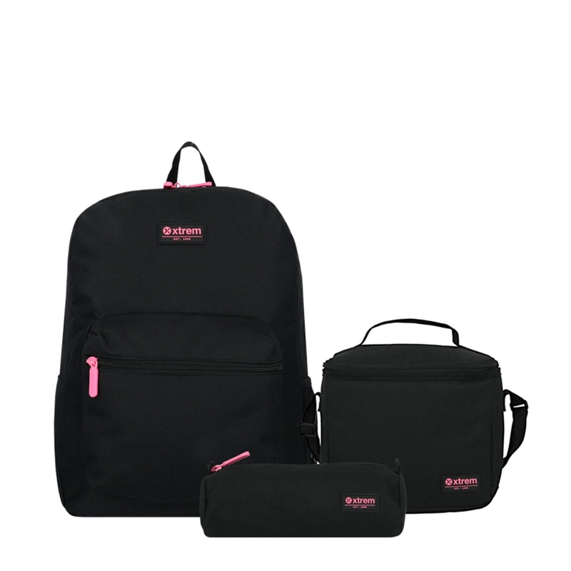 TRIPLE PACK 6XT MOCHILA NIÑA XTREM NEGRO/ROSADO - 2