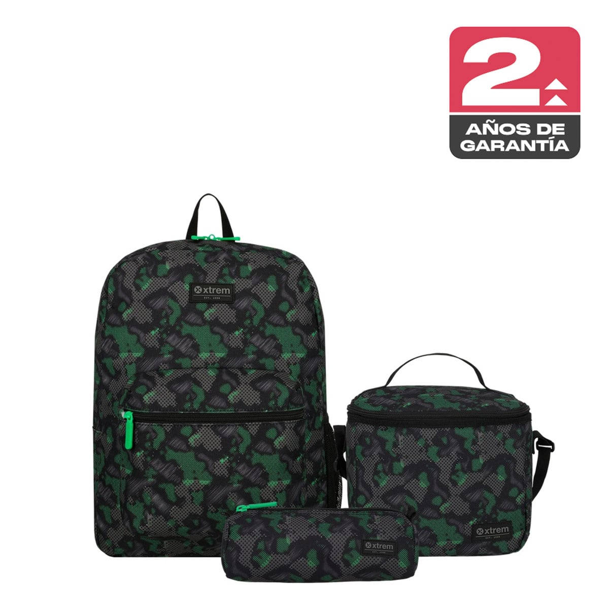 TRIPLE PACK 6XT MOCHILA NIÑO XTREM VERDE MILITAR - 1