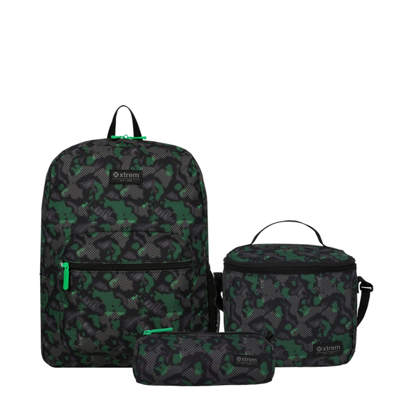 TRIPLE PACK 6XT MOCHILA NIÑO XTREM VERDE MILITAR - 2