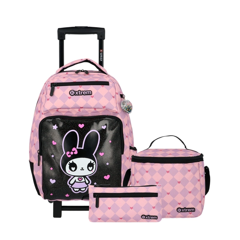 PACK MOCHILA CON RUEDAS XTREM RUN 6XT GATO NEGRO/LILA - 2
