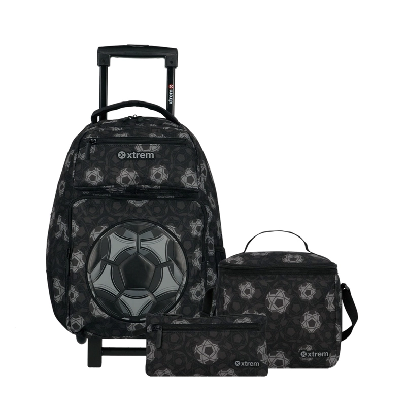 PACK MOCHILA CON RUEDAS XTREM RUN 6XT FÚTBOL NEGRO - 2