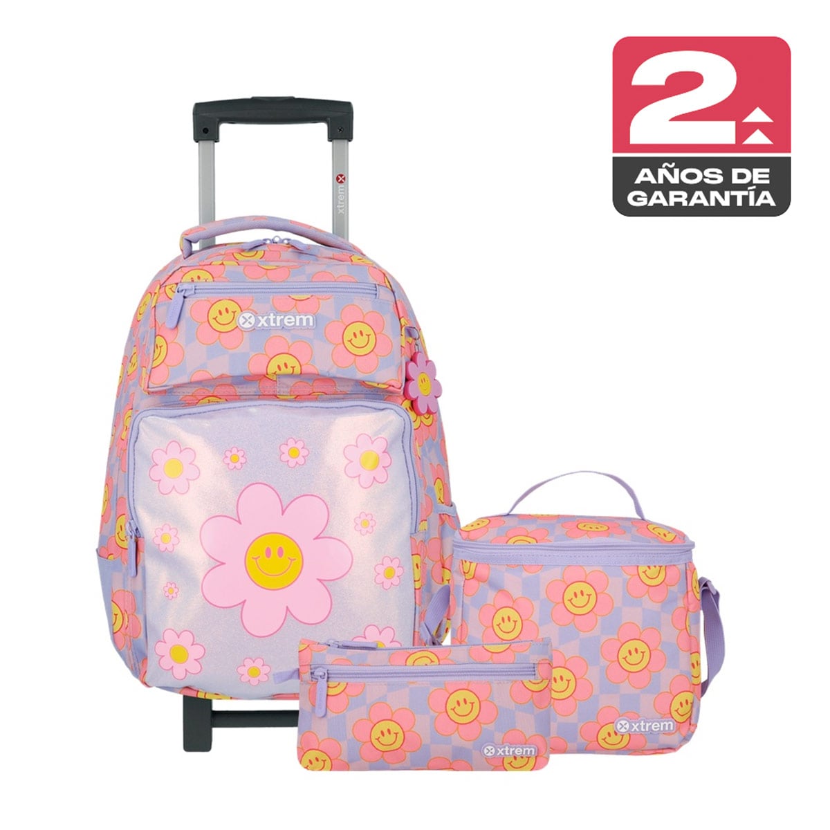 PACK MOCHILA CON RUEDAS XTREM RUN 6XT FLORES LILA - 1