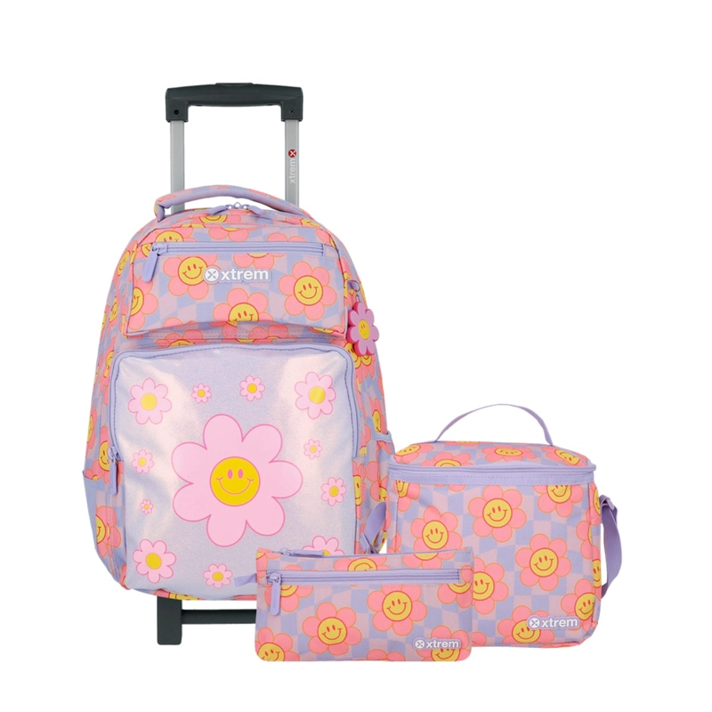 PACK MOCHILA CON RUEDAS XTREM RUN 6XT FLORES LILA - 2