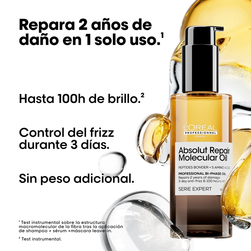 ACEITE BIFÁSICO CAPILAR LOREAL PROFESSIONNEL REPARACIÓN ABSOLUT REPAIR MOLECULAR 90 ML - 3