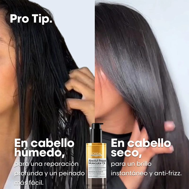 ACEITE BIFÁSICO CAPILAR LOREAL PROFESSIONNEL REPARACIÓN ABSOLUT REPAIR MOLECULAR 90 ML - 7