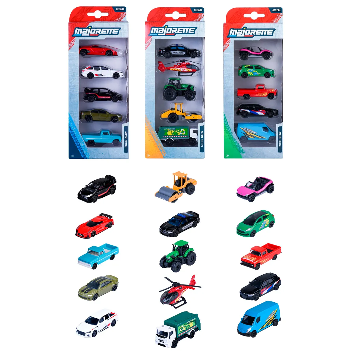 Majorette Ride Wild Racing Set 1:64 Con Remolque Y 2 Coches De Metal – Envío Aleatorio Entre 4 Modelos Con Licencia Oficial
