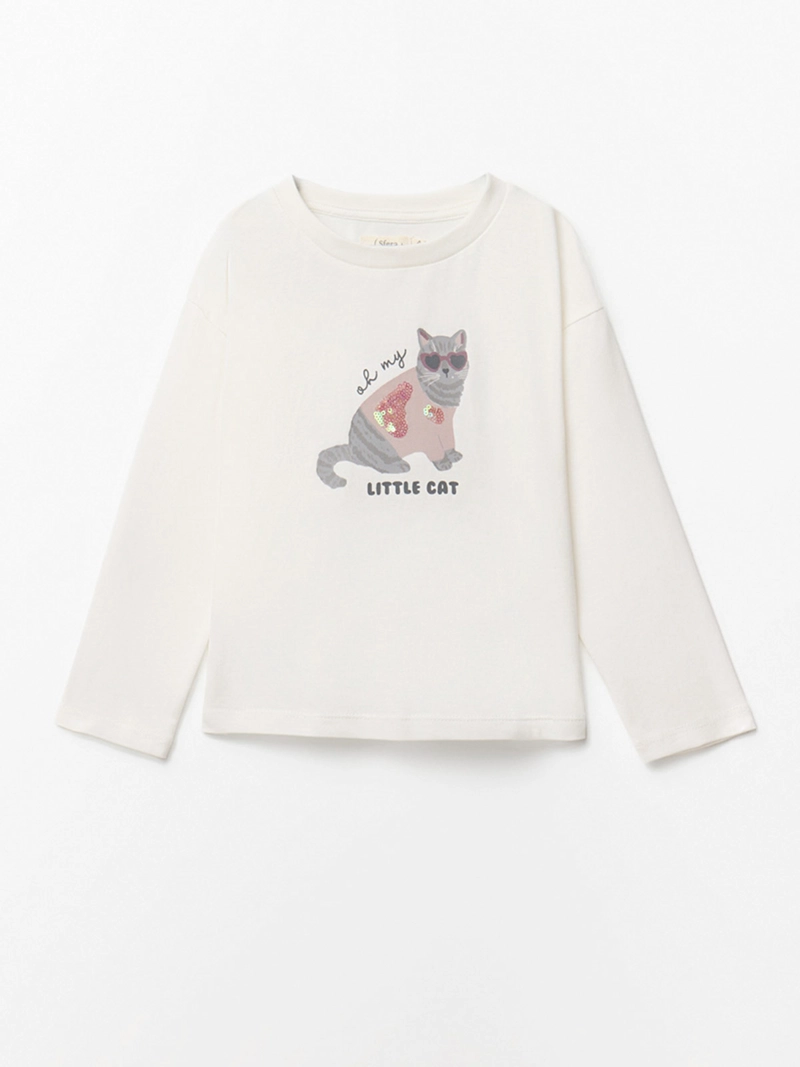POLERA MANGA LARGA ALGODÓN NIÑA SFERA GATITA COOL - 1