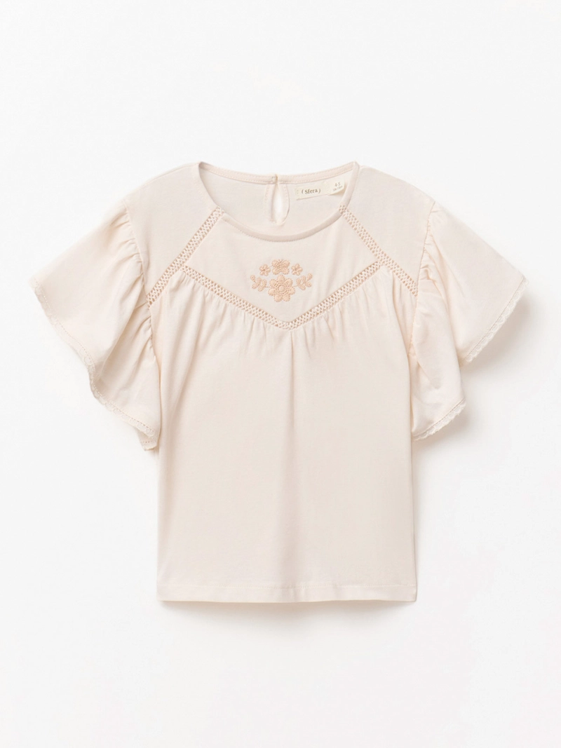 POLERA MANGA CORTA ALGODÓN NIÑA SFERA VUELOS - 1