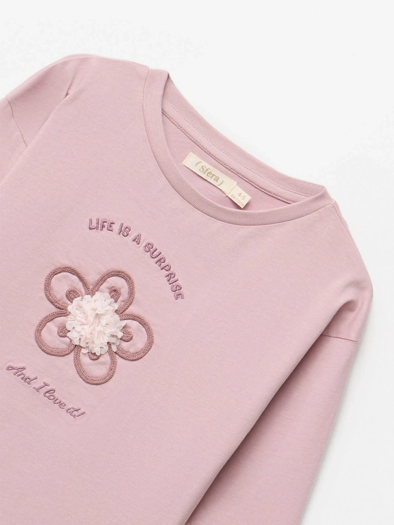 POLERA MANGA LARGA ALGODÓN NIÑA SFERA FLOR - 2