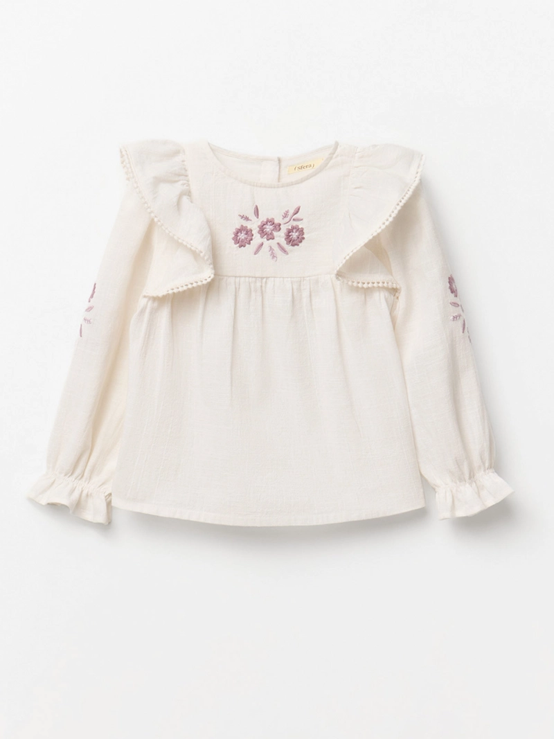 BLUSA MANGA LARGA ALGODÓN NIÑA SFERA BORDADA - 2