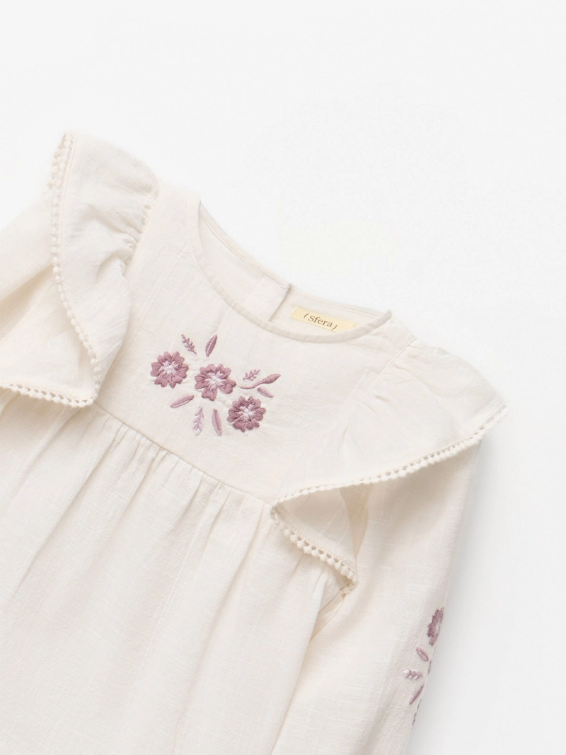 BLUSA MANGA LARGA ALGODÓN NIÑA SFERA BORDADA - 3