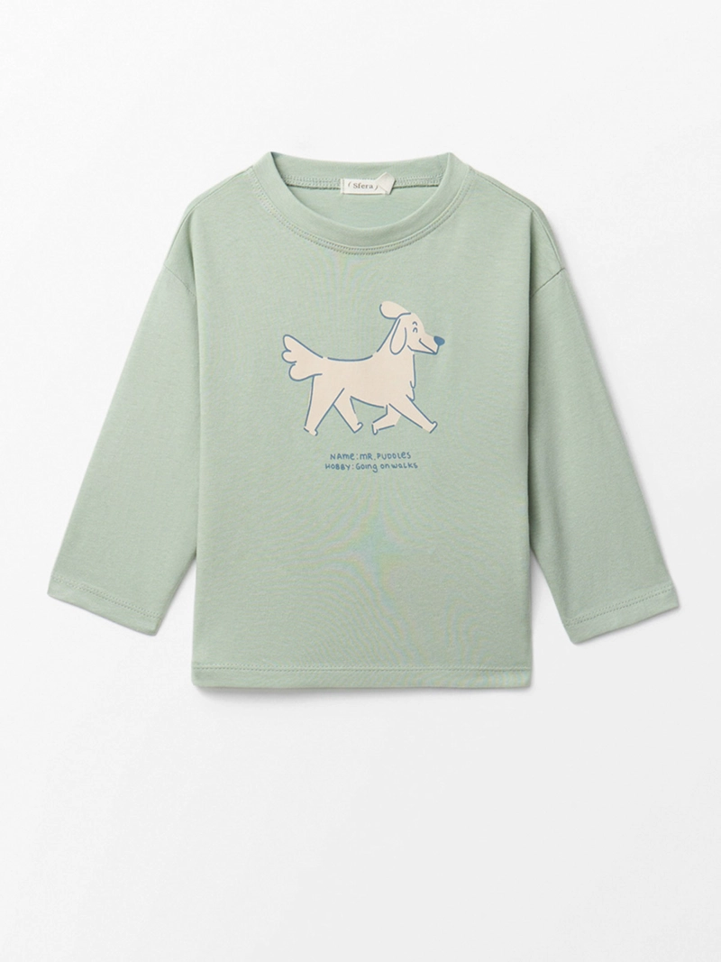 POLERA MANGA LARGA ALGODÓN NIÑO SFERA ESTAMPADA - 1