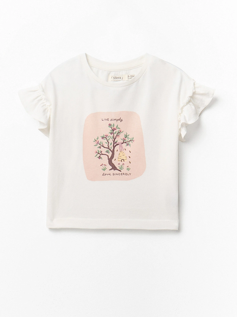 POLERA MANGA CORTA ALGODÓN NIÑA SFERA ÁRBOL - 1