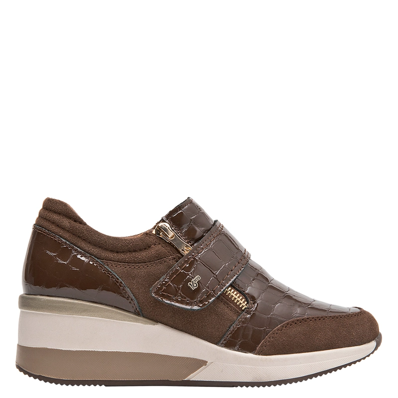ZAPATILLAS MUJER 16 HRS CASUALES CAFÉ 16M0336 CUERO - 1