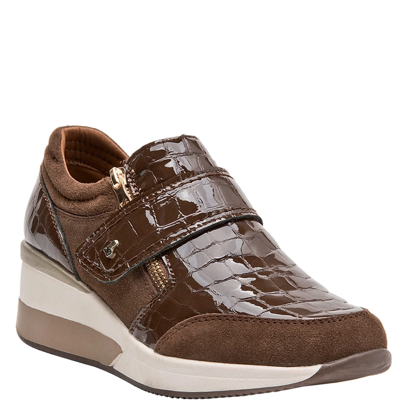 ZAPATILLAS MUJER 16 HRS CASUALES CAFÉ 16M0336 CUERO - 2