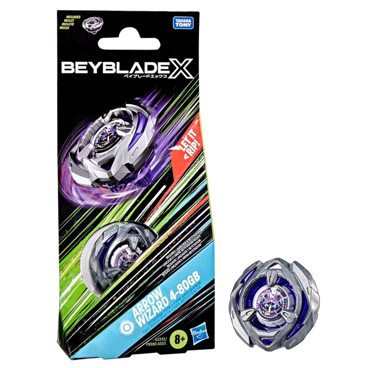 TROMPO BEYBLADE X TAKARA TOMY KIT DE REFUERZO ARROW WIZARD 4-80GB - 1