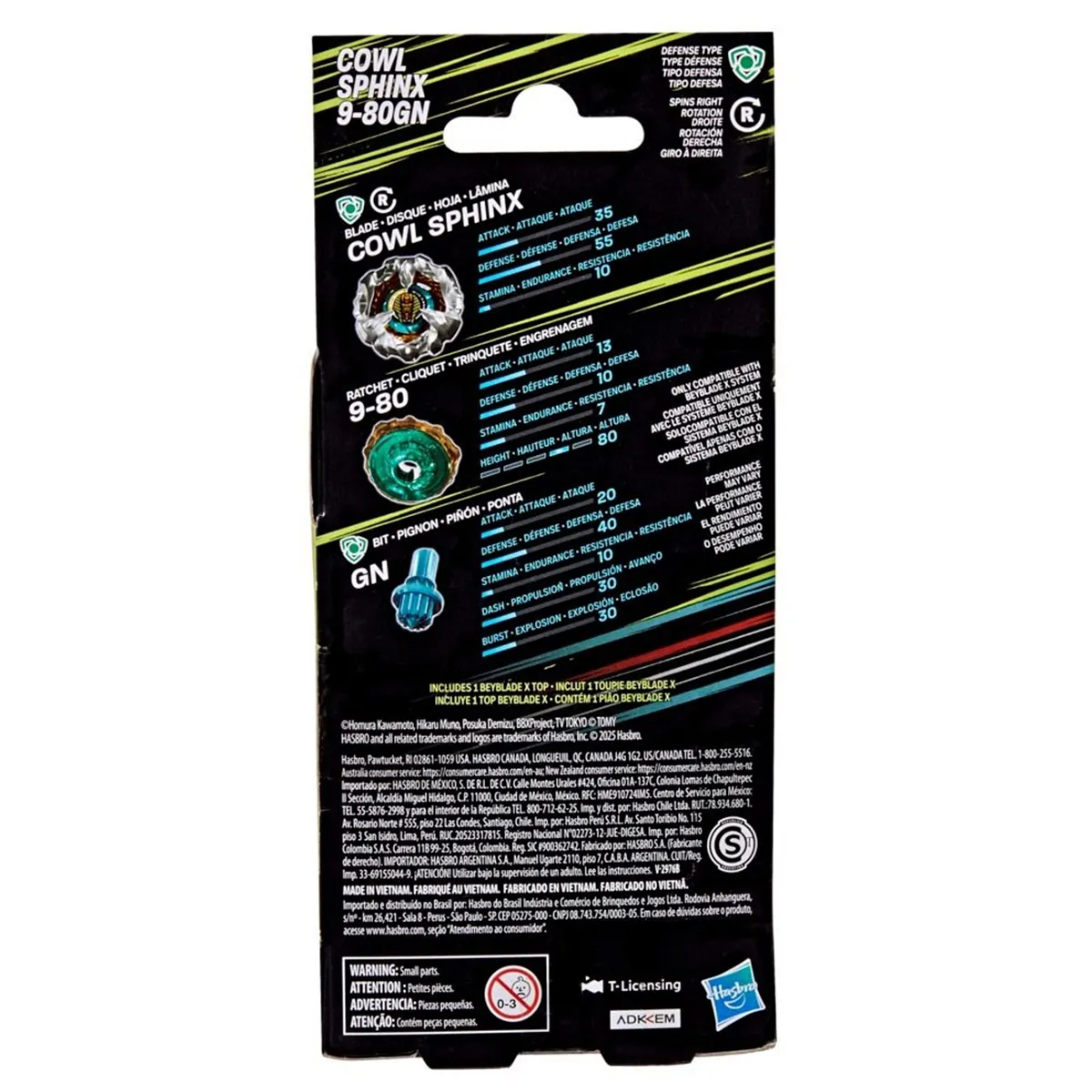 TROMPO BEYBLADE X TAKARA TOMY KIT DE REFUERZO COWL SPHINX 9-80GN - 3